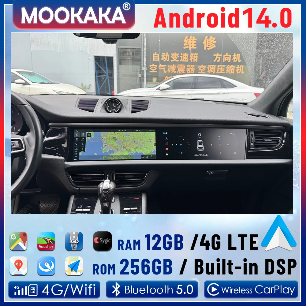 Android Auto CarPlay Stereo For Porsche Macan 2018-2024 24.6 Inch Dual Screen Car Radio GPS Navigation Copilot Multimedia Player