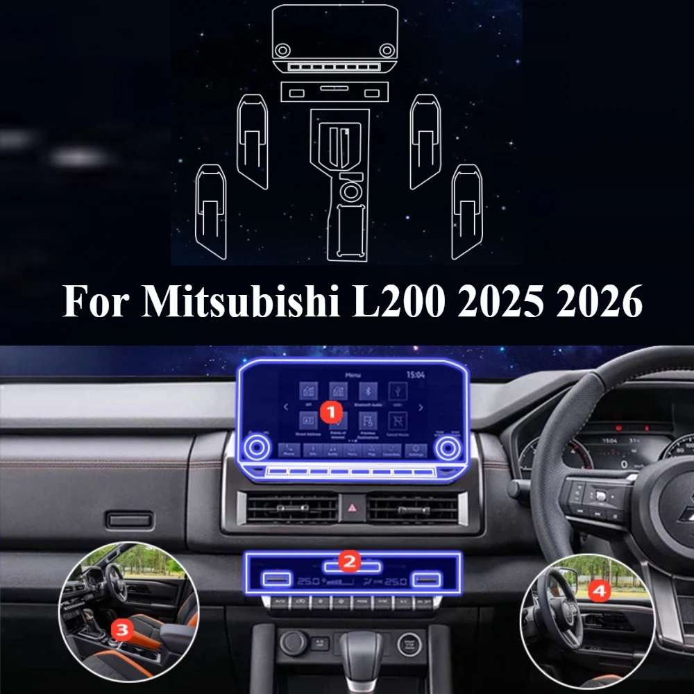 Película de proteção ppf para mitsubishi l200 2025 2026 acessórios interior transparente tpu painel de engrenagem de navegação gps console central
