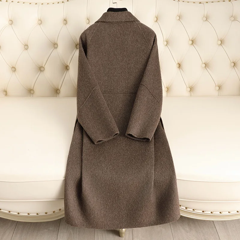 

2025 Double-sided Wool Coat for Women Mid Length Autumn and Winter New Style Temperament Cocoon Shaped High-end Woolen Coat