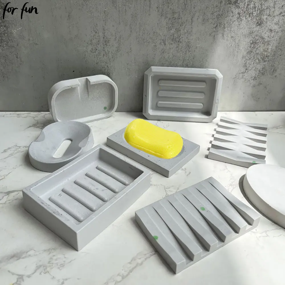 For Fun Handmade Soap Storage Tray Concrete Silicone Mold Square Soap Dish Plate Resin Mould Cement Plaster Soap Box Holder Mold