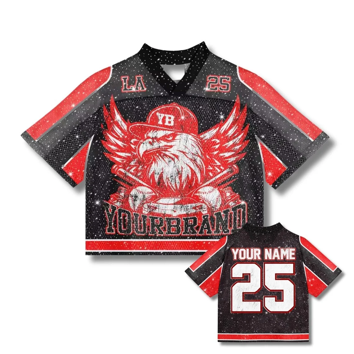 Custom Eagle Crop Top Jersey 3D Mesh Shirt, Streetwear Football Style Women, Women's Sports T-Shirts - view 2
