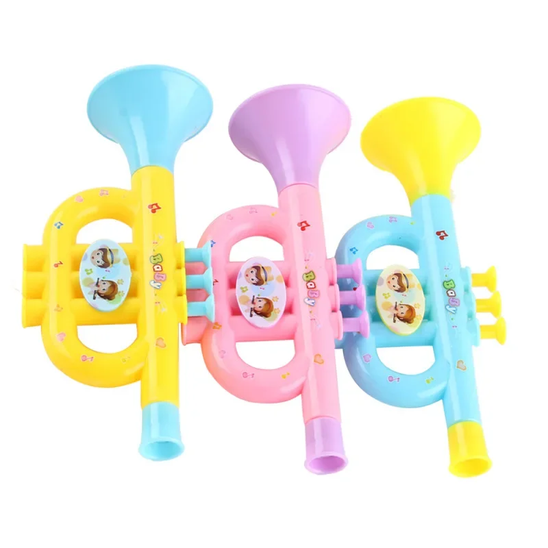 1PC Muzikale Trompet Speelgoed Kleurrijke Baby Muziek Speelgoed Cartoon Plastic Speelinstrumenten voor Kinderen Vroeg Onderwijs Willekeurige Kleur