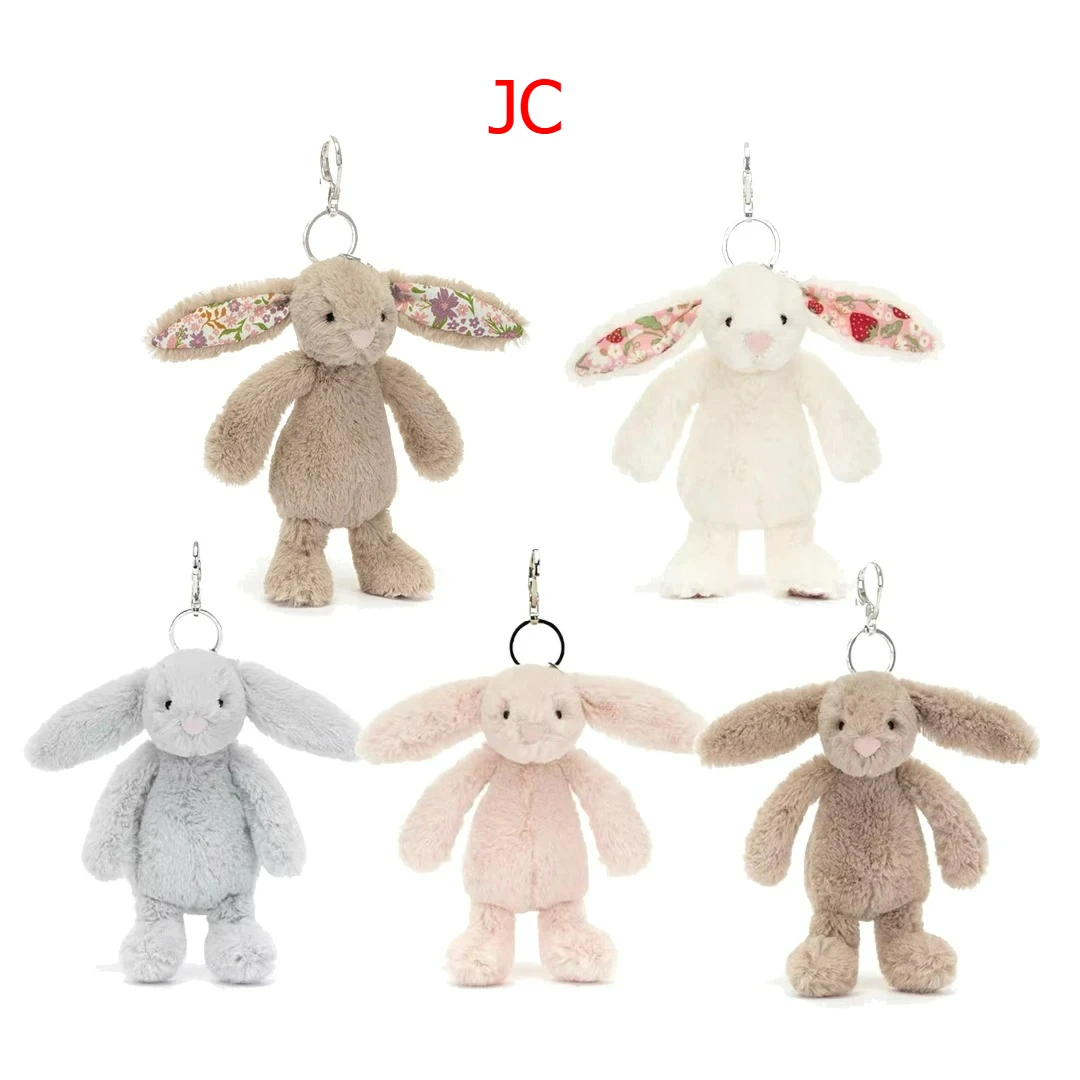 

JC Cute Cartoon Rabbit Keychain Love Pompom Trinket Toy Stuffed Animals Gift for Girl Bag Car Mobile Phone Pendant