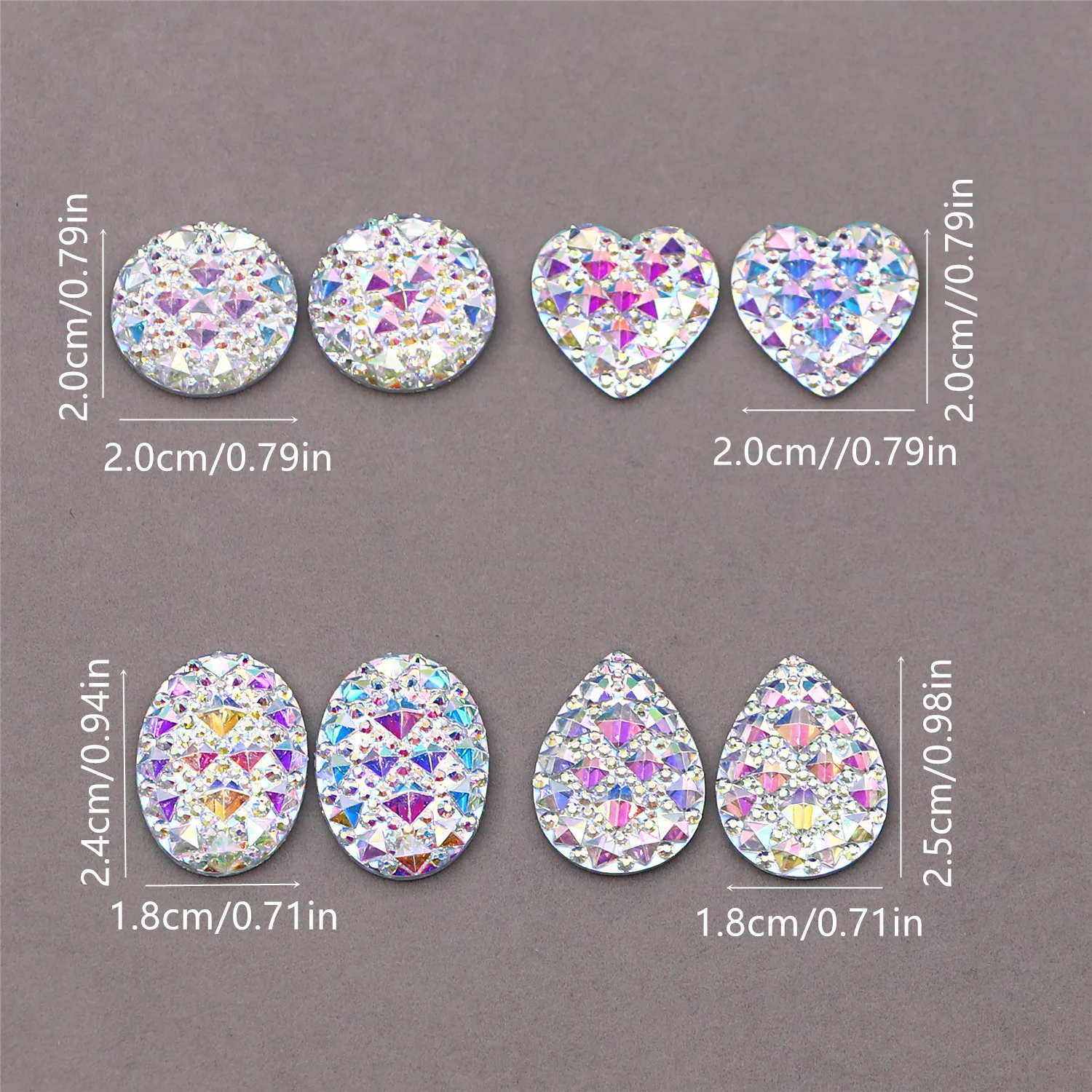 20pcs Resin Bling Round/Heart/Oval/Drop Flat Back Cabochon DIY Jewelry Craft Scrapbook Accessories