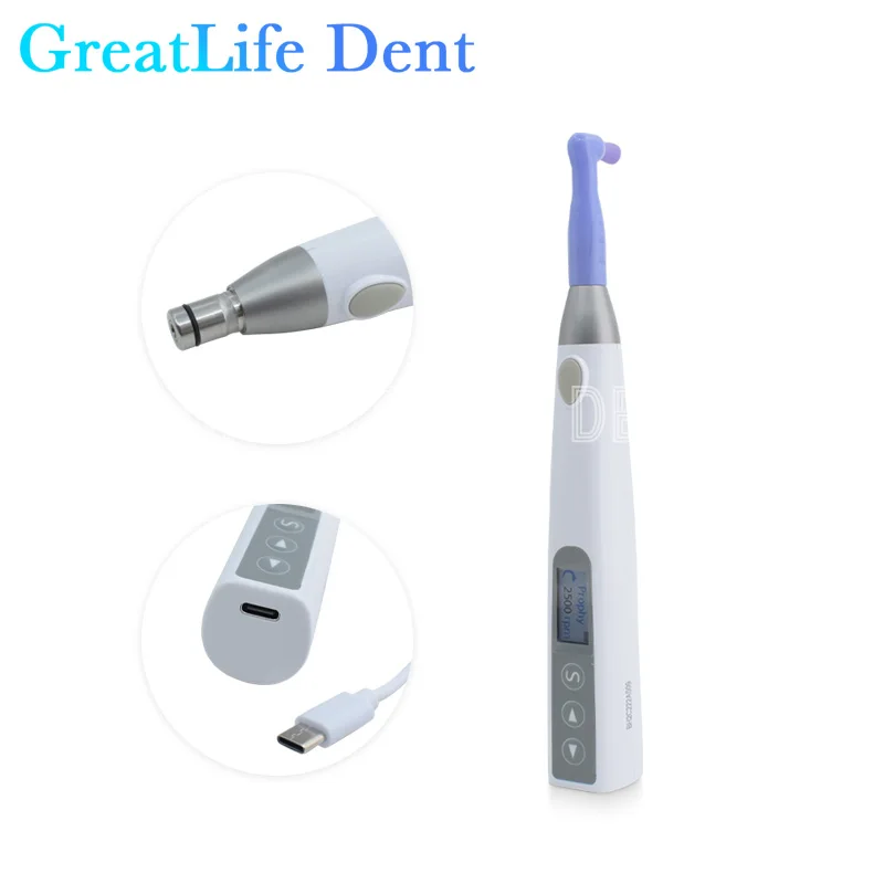 

GreatLife Dent Rechargeable Polishing Instrument 2500rpm Electric Teeth Prophy Handpiece Dental Electric Motor with Prophy Angle