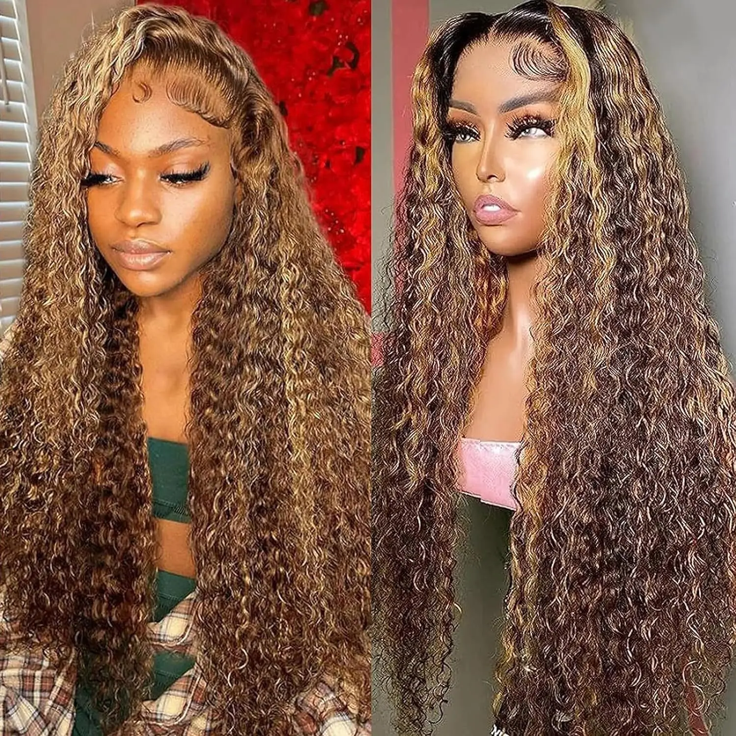 

5x5 Highlight Blonde Wear Glueless Curly Pre Plucked 4/27 Hd Lace Closure Wigs Human Hair 200% Density Deep Wave Wigs