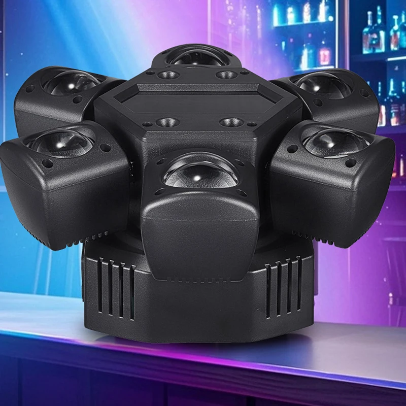 80 واط RGB LED شعاع تتحرك رئيس ضوء صغير ستة الذراع المرحلة الدورية تأثير أضواء تحكم عن بعد DJ ديسكو مصباح الحفلات #3