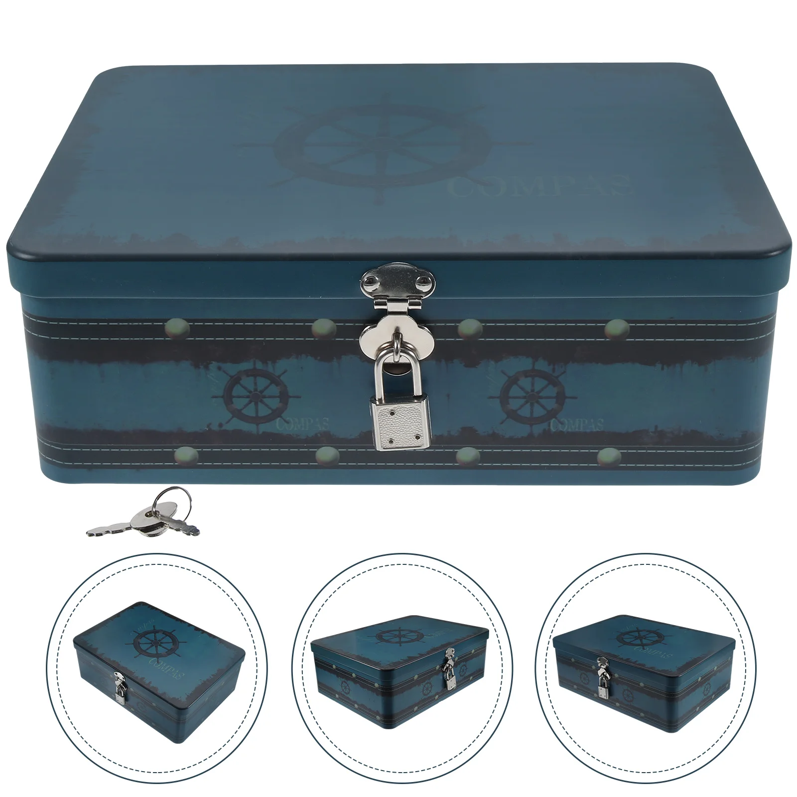 

Desktop Organizer Treasure Chest Tin Box Storage Case Tinplate Container Filing Boxes