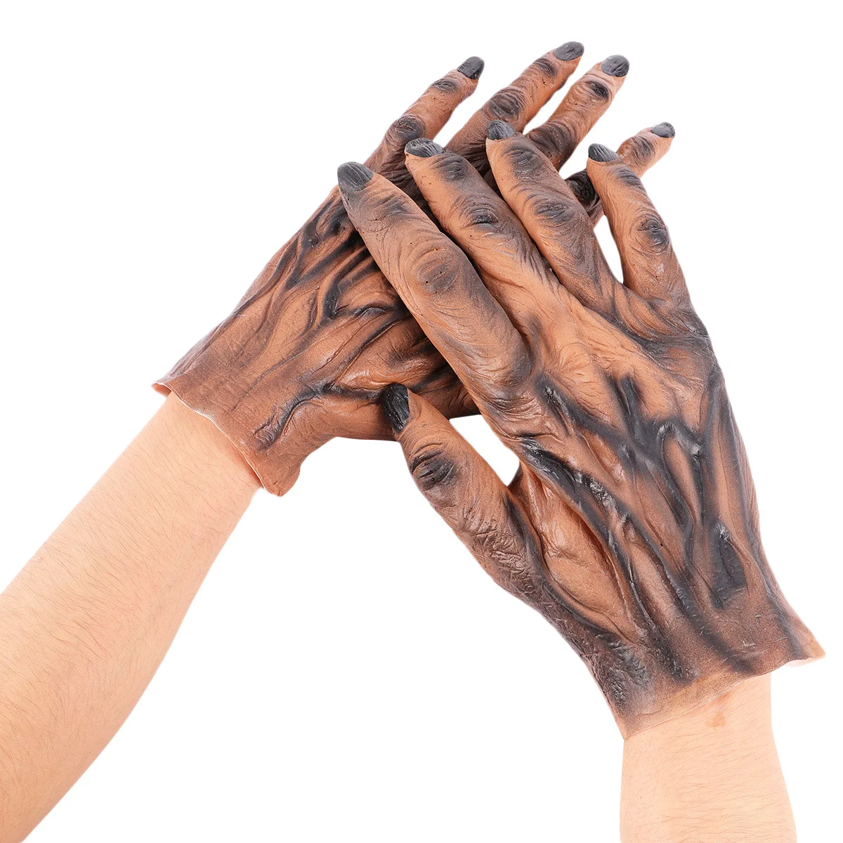 1 زوج قفازات بالذئب براون مخيف هالوين زي الدعائم الزخرفية قابلة لإعادة الاستخدام حفلة تنكرية المنزل بار مسكون سهلة #5