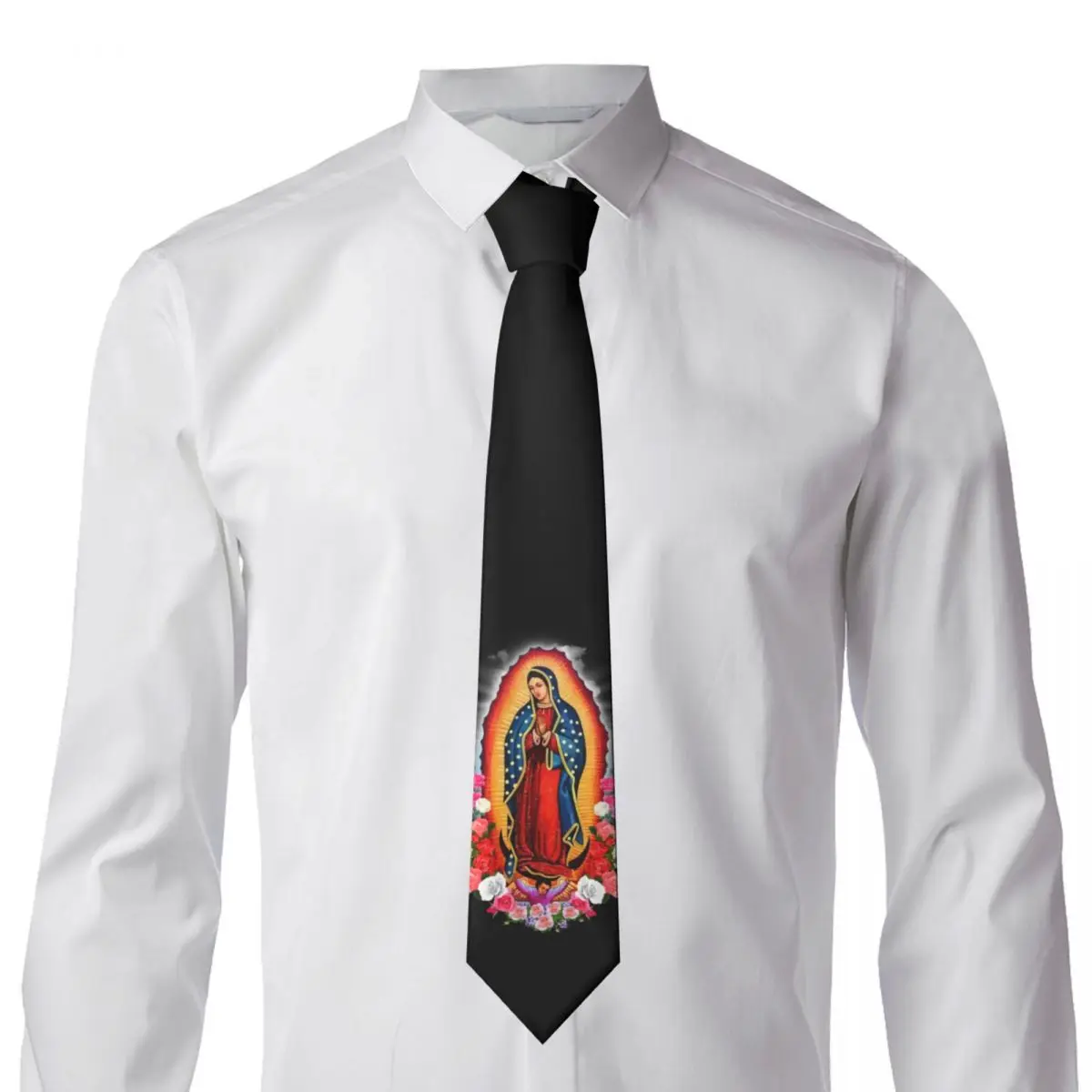 Formal Virgin Mary Of Guadalupe Neckties Men Custom Silk Mexico Catholic Saint Business Ties