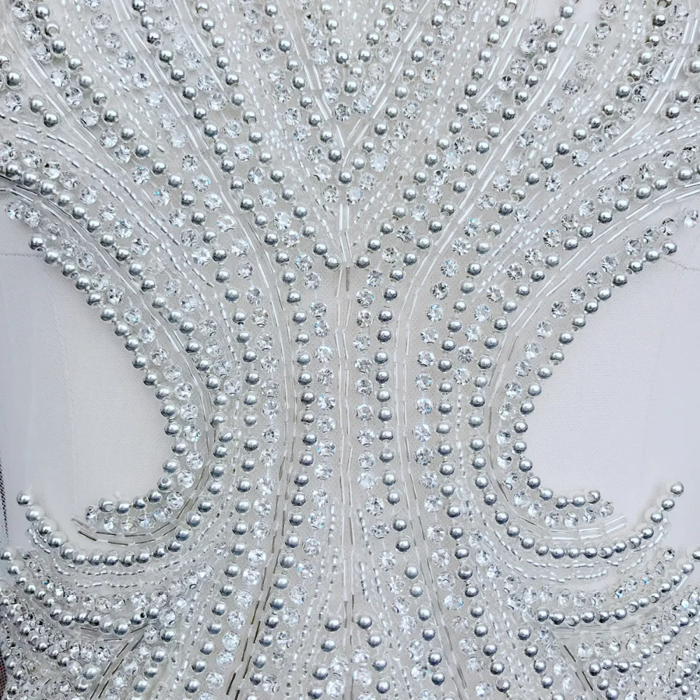 3 Colors Luxury Handwork Beaded Tube Crystal Profiling On Tulle Evening Dress Fabric Accessories Cocktail Dress Top Accessories