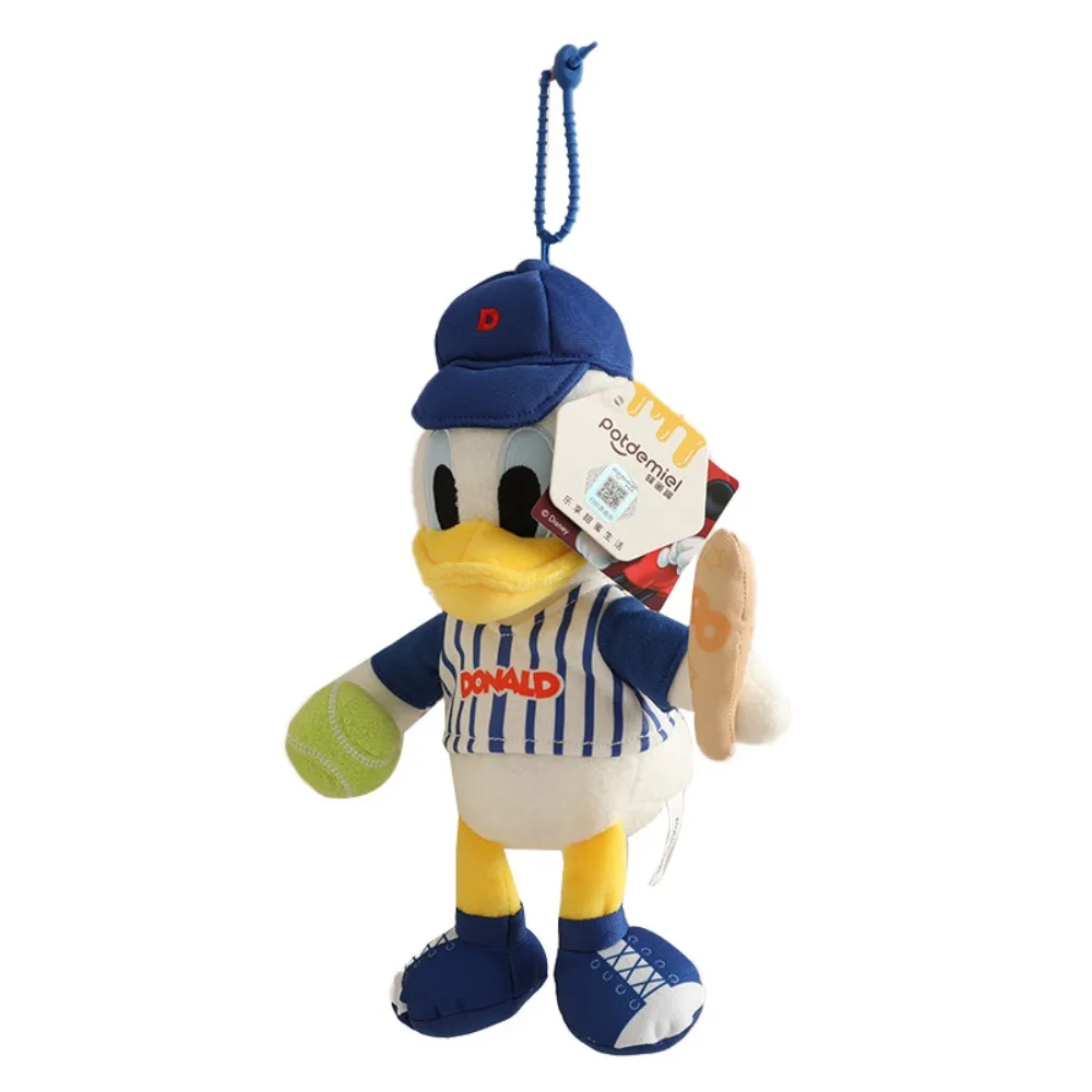 Disney genuíno requintado pato donald boneca de pelúcia pingente chaveiro bonito mochila chave do carro decoração pingente crianças presente aniversário