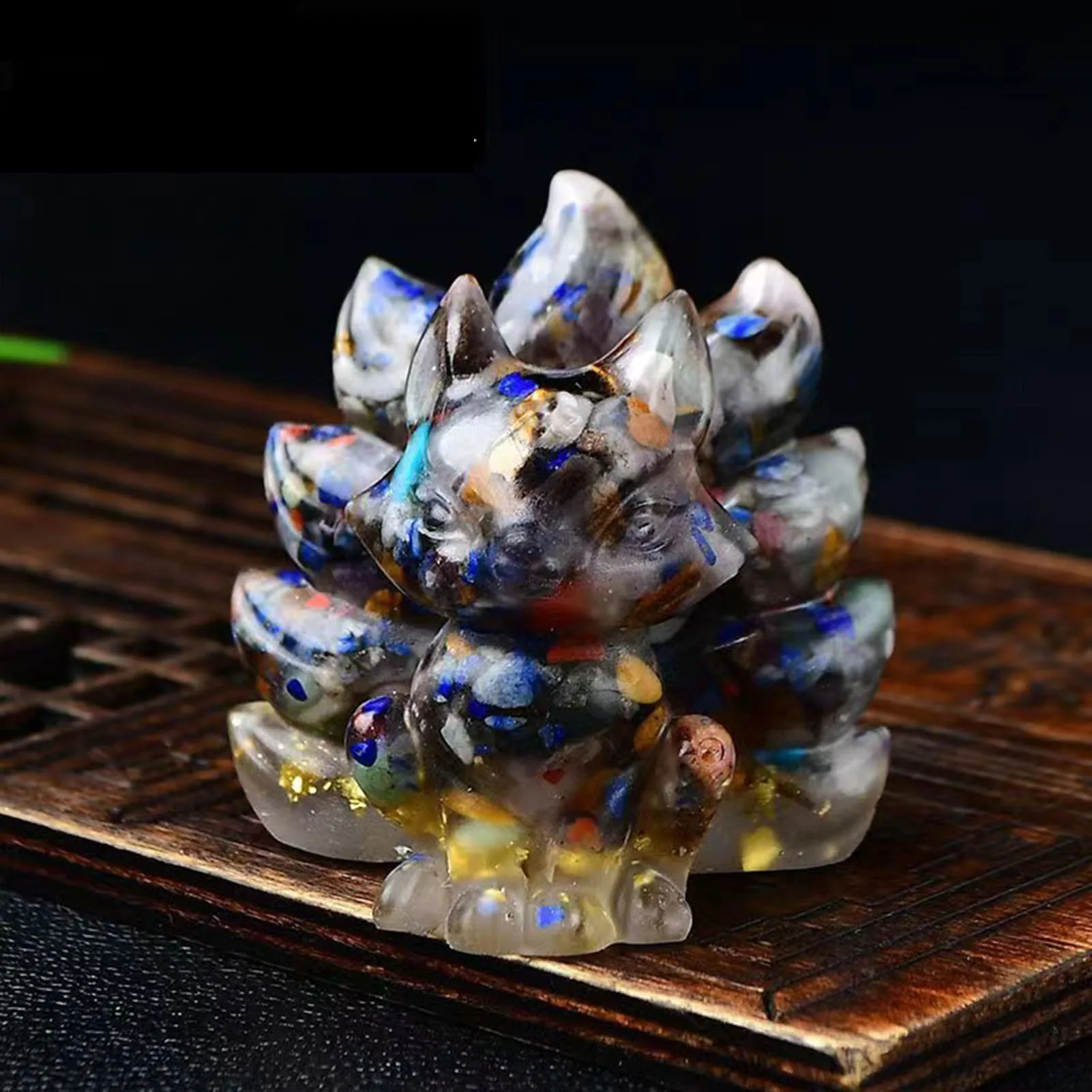 Resin Nine Tailed  Display Colorful  Figurines Ornament for Christmas and New Year Gift