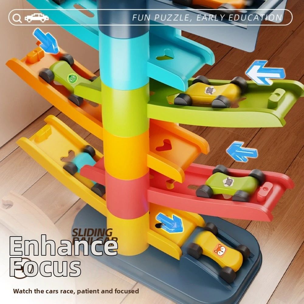 Track Building Racing Track Car Educational Gravity Powered Gravity Rail Car Puzzle Design Multi-layer Parking Sliding Car Kit