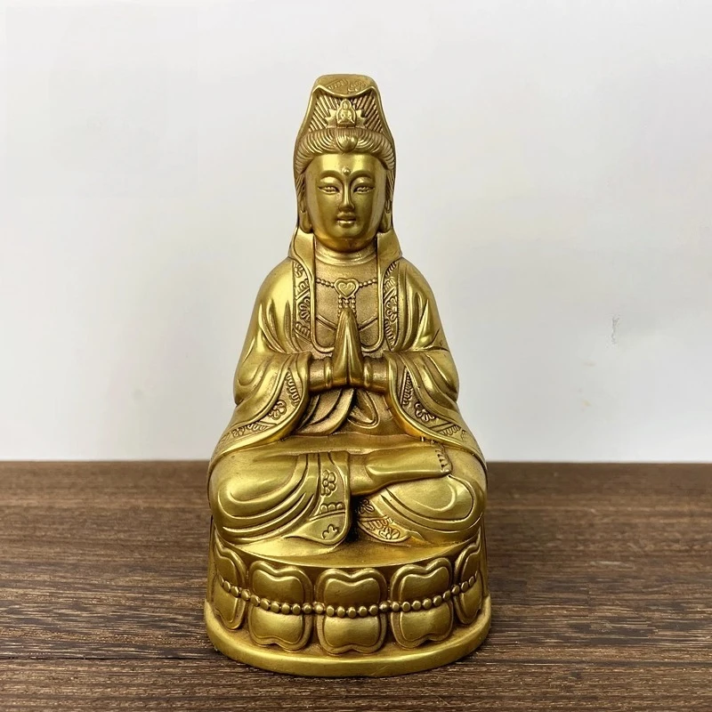 Copper Guanyin Bodhisattva Buddha Statue Home Enshrines Portable Home Living Ornaments
