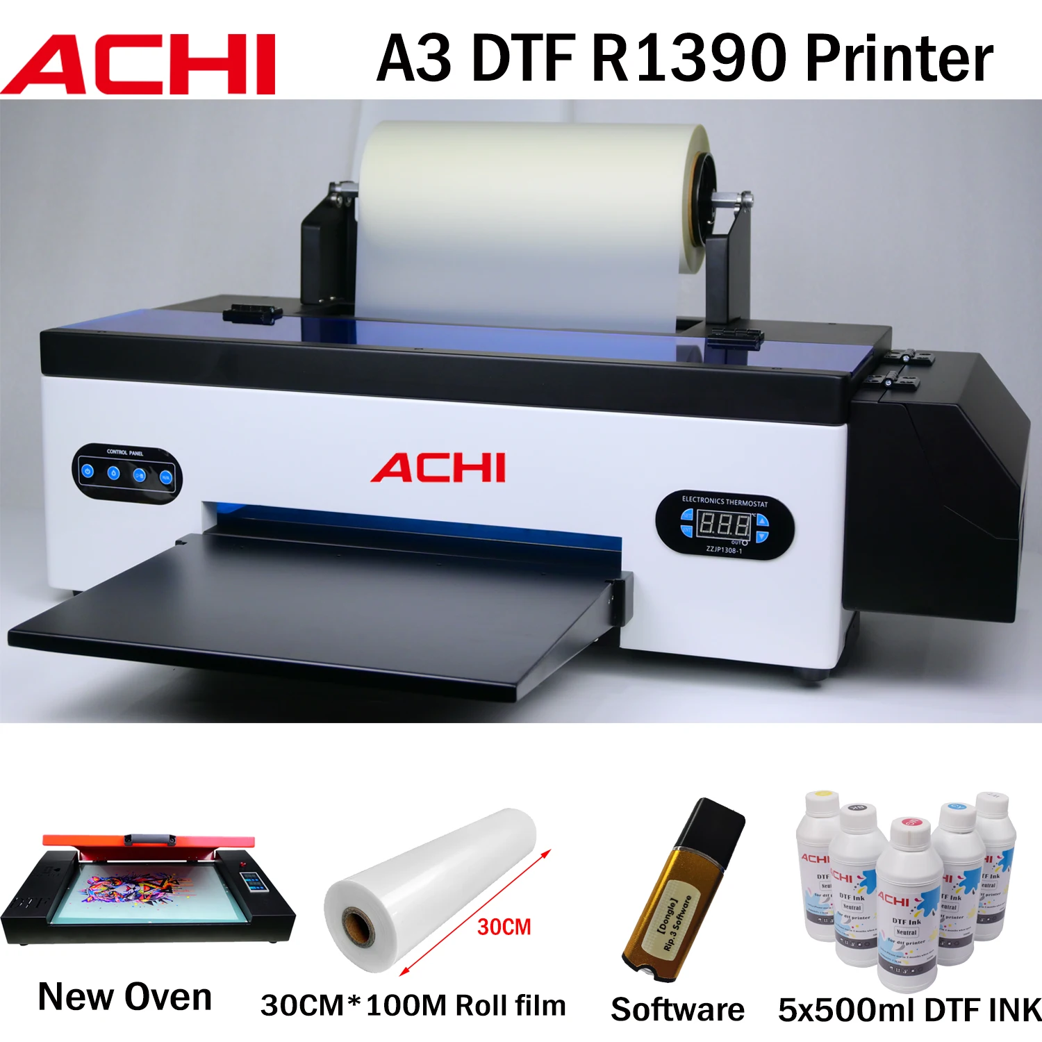 2 in1 DTF A3 DTF Printer  R1390 For T-Shirt Fabric Hoodies Shoes T-shirt Printer With 5x500ML DTF INK Fast Ship US Warehouse