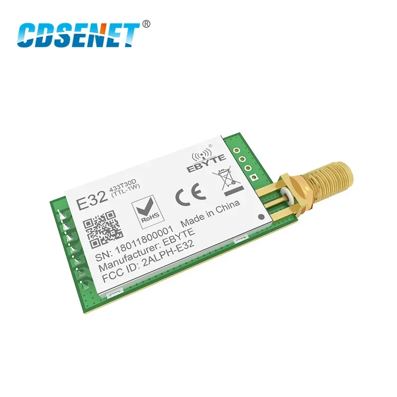 Módulo transmissor e receptor Cdsenet 433 mhz, transceptor sem fio rf, e32-433t30d-v8 uart de longo alcance, 1w, 8000m