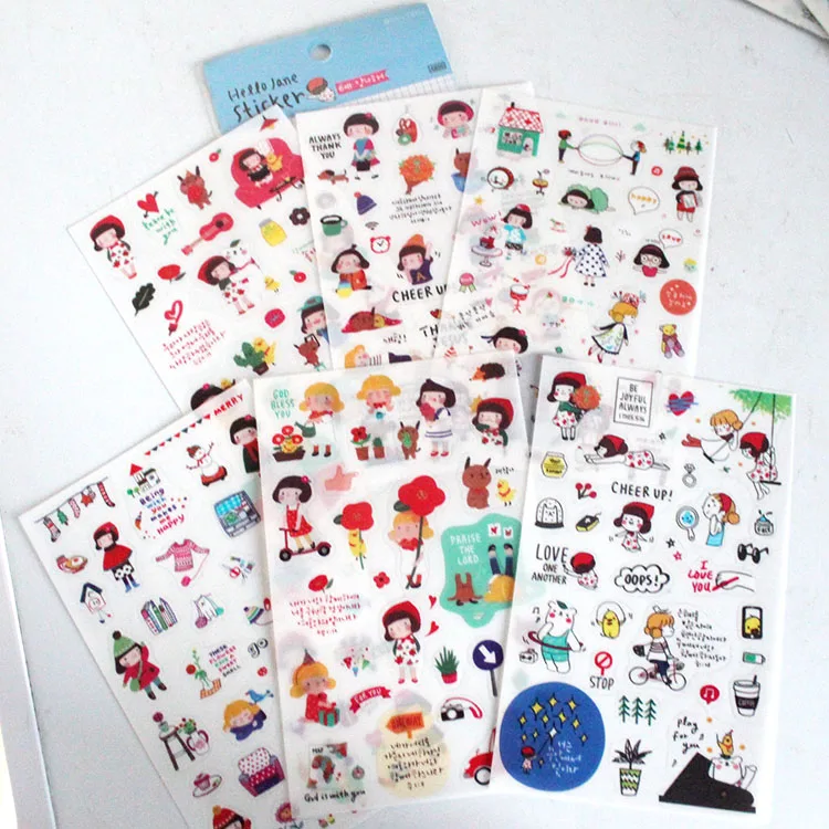 Cookie Mädchen Katze Pflanze Haustier Wasserdichte Hand Konto Flache Telefon Fall DIY Aufkleber Malerei Scrapbooking Material – Detail 8