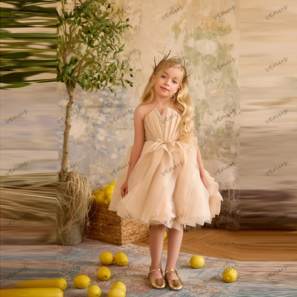 

Простые пышные платья для девочек на особых случаев, элегантное платье до колен на день рождения, индивидуальный пошив, Vestidos De Novia 2026