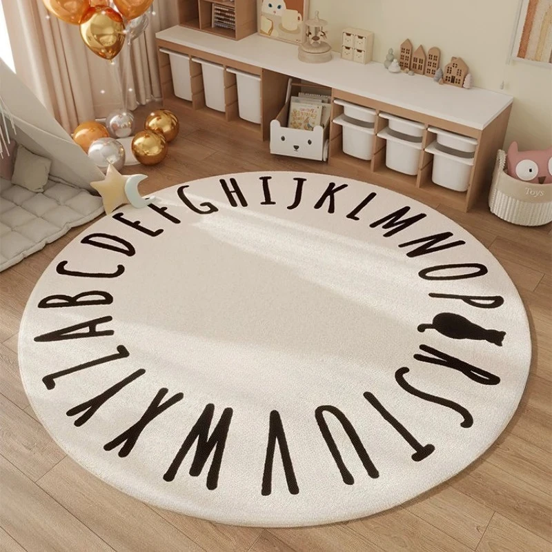 Cute Color Round Carpet Simple Living Room Floor Mat Easy To Clean Sofa Rug Chair Mat Soft Children's Room Ground Mat Gift