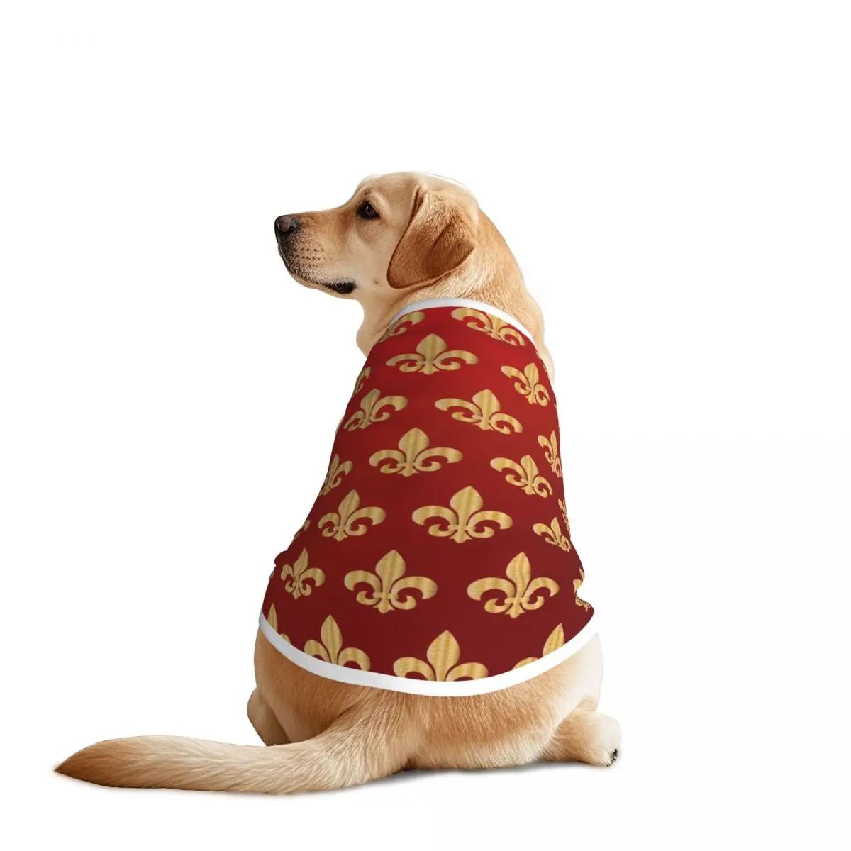Chalecos para mascotas Fleur-De-Lys rojos y dorados, chaqueta transpirable Fleur De Lis Lily Floral, ropa para perros grandes, decoración, suministros para disfraces