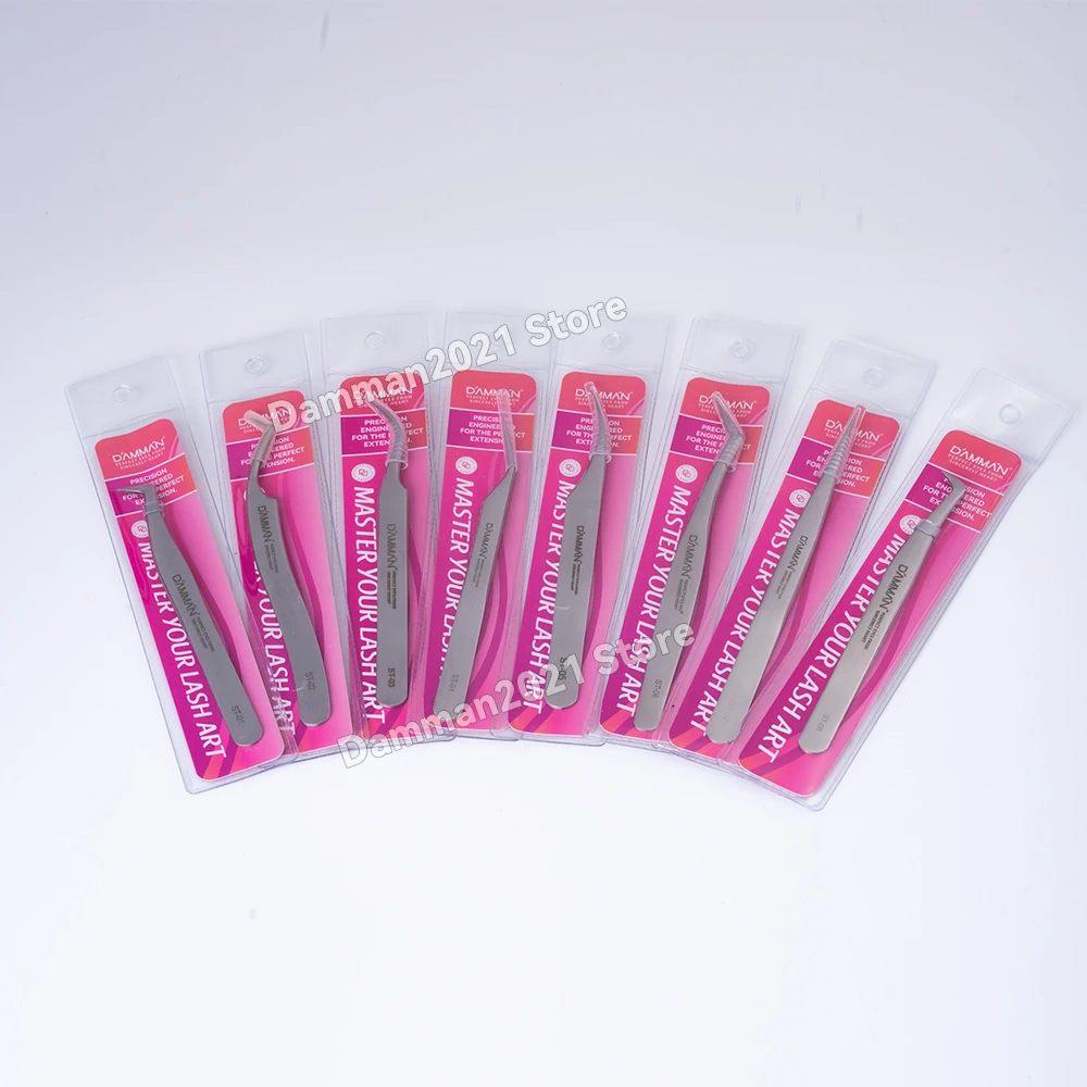 Damman Tweezers For Eyelash Extension High Precision Lashes Tweezers Anti-Static Stainless Steel Eyelash Tweezers Makeup Tools