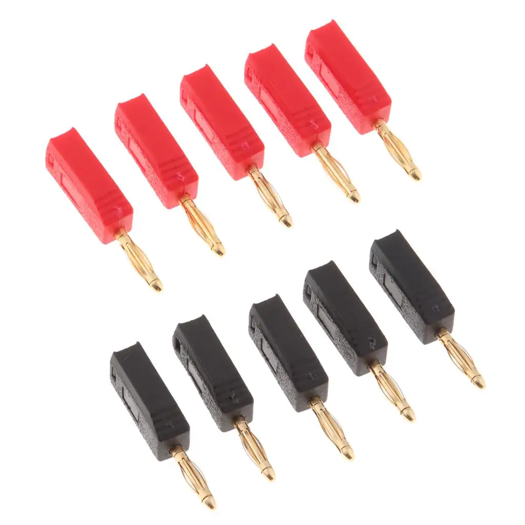 Unshrouded 2mm Banana Plug Stackable Audio Cable Connector Metal Speaker Jack for Laboratory Testing