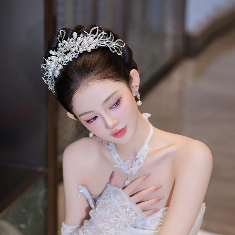 

Роскошные элегантные аксессуары для волос принцессы с короной и жемчугом, цирконием и жемчугом