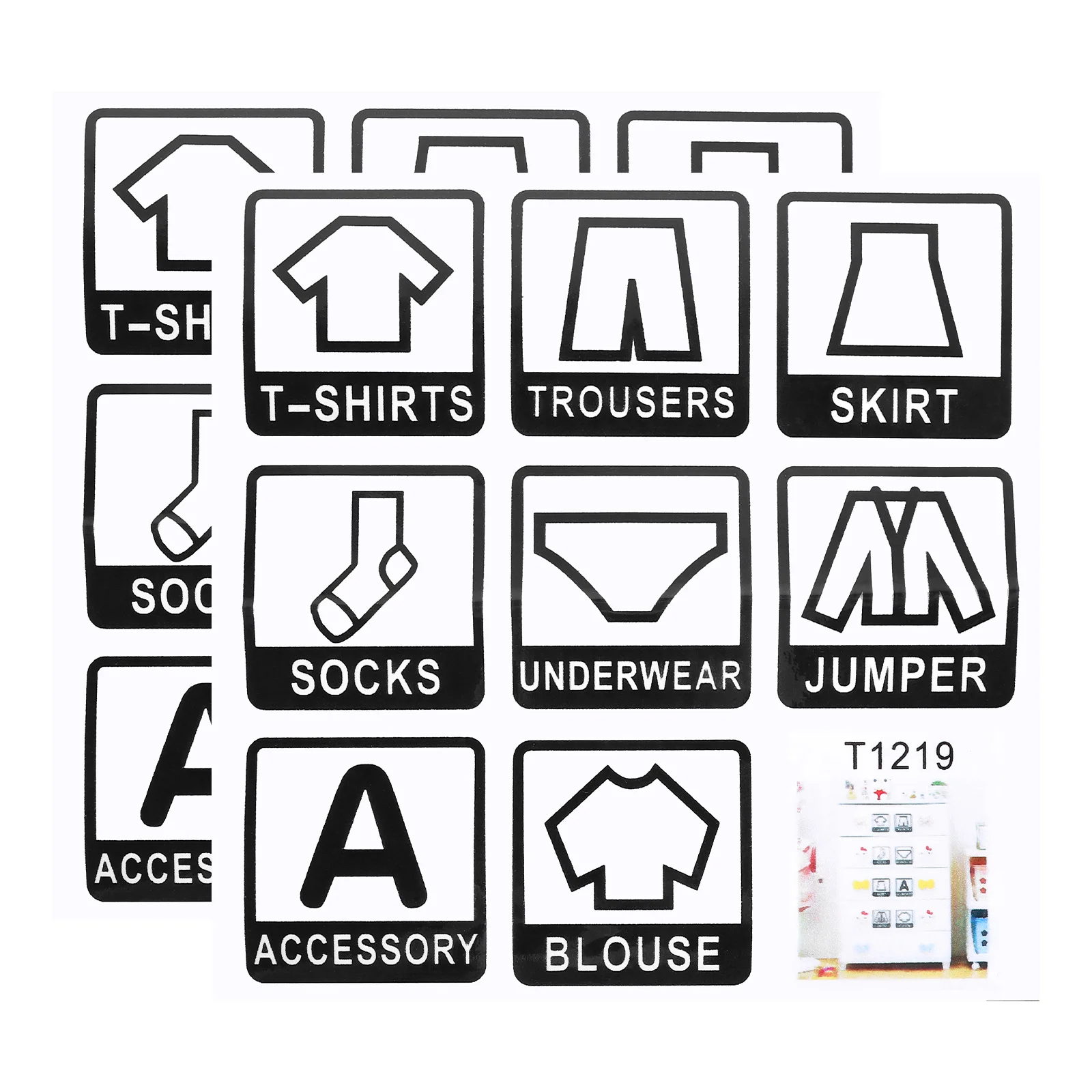 

2Pcs Self Adhesive Clothing Label Stickers Large Size for Wardrobe Bedroom Clothes Identification Clothing Decals