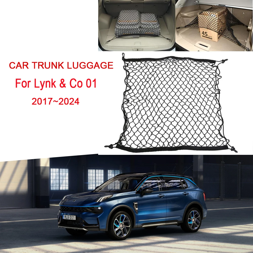 

Car Rear Trunk Nets For Lynk Co 01 CX11 2017~2024 2021 Nylon Rubber Luggage Cargo Organizer Storage Bag Elastic Auto Accessories