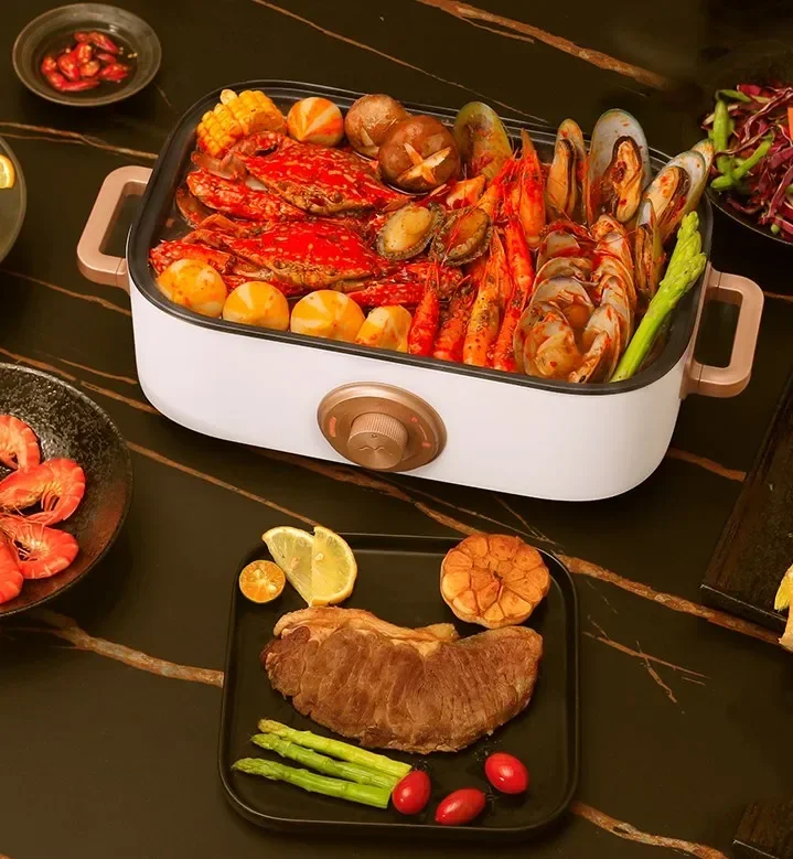 5L nonstick glass lid  Mechanical Multipurpose Deep Fryer Electric Slow  Cooker Hot Pot Multi Cooker