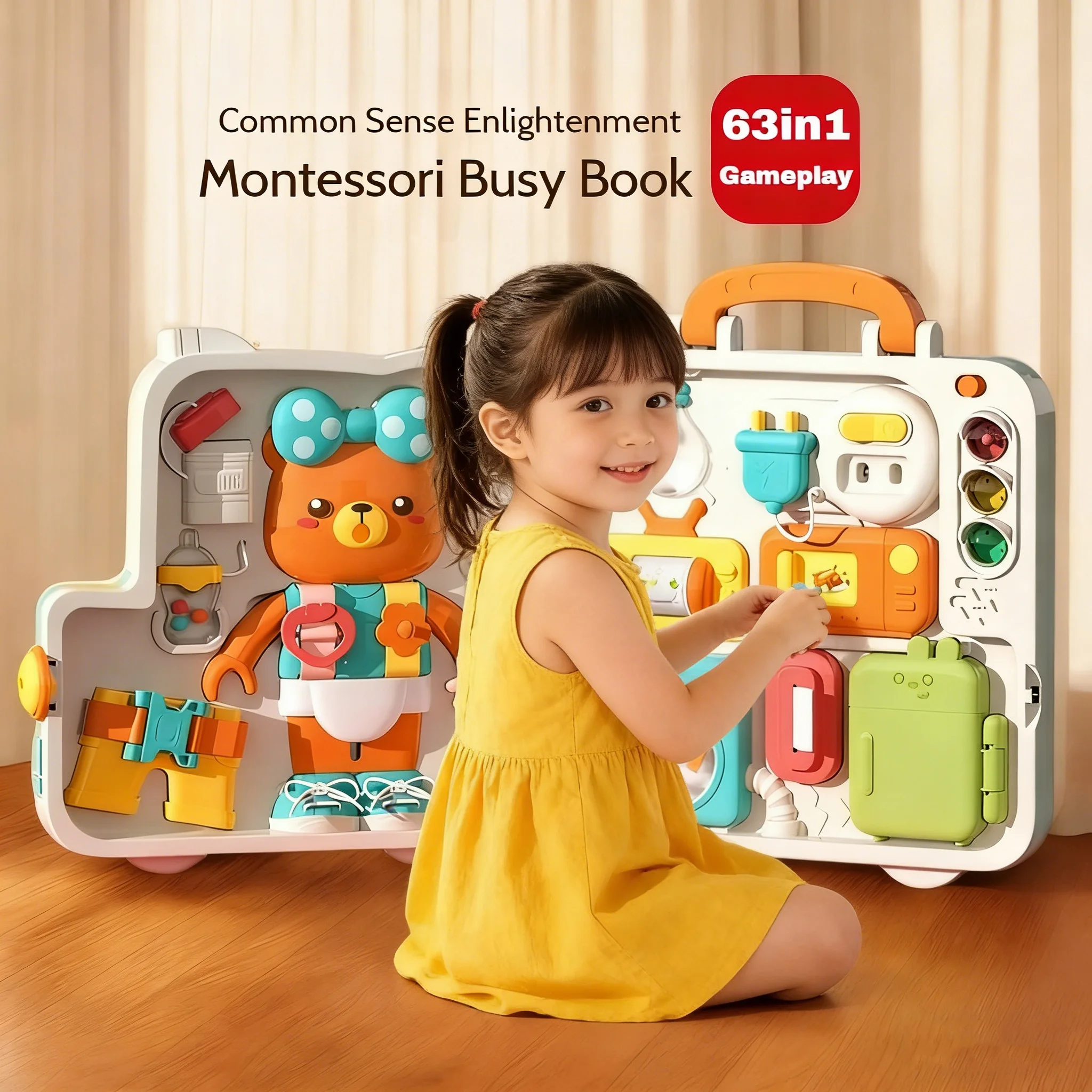 63 in 1 Baby Busy Board Montessori Sensory Toy Music Light Switch Toddler Educational Early Education 1-3 Years Old view 5