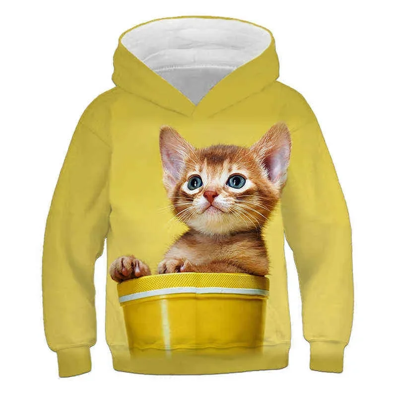 Children Cute Cat 3D Printed Hoodies Boys Girls Cool Sweatshirts Hoodie Kids Fashion Pullovers Clothes Tops Baby Sweaters
