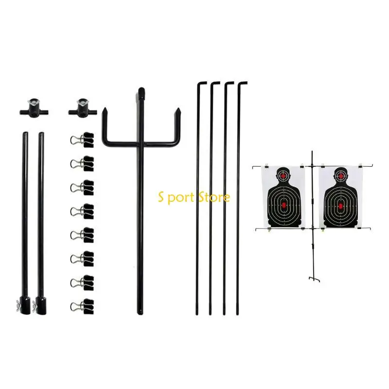 U2JB Paper Targets Stand with 8 Metal Clip for Shoot Ranges or Backyard Practice Adjustable Height Targets Stand