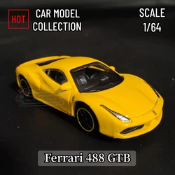 Bburago 1:64 Ferrari 488 GTB Yellow Replica Realistic Car Model – Ideal Gift for Kids Adults Car Miniature Collection Toy