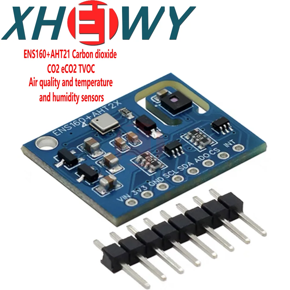 Qualidade do Ar e Sensor de Temperatura e Umidade, ENS160, AHT21, Dióxido de Carbono, CO2, ECO2, TVOC