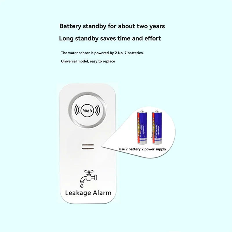 A37T-Tuya WIFI Water Sensor Water Leakage Detector 90Db High Pitch Alarm Forkitchen Bathroom Basemen