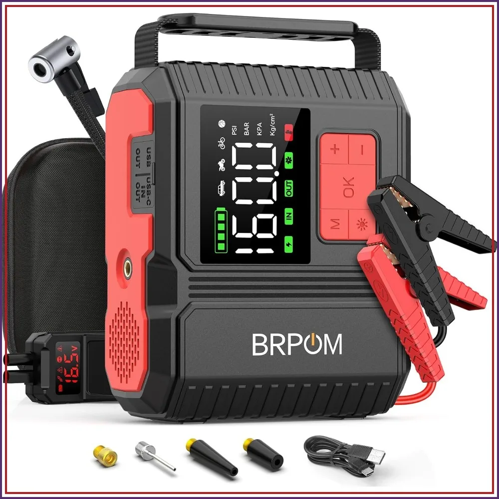 

9000A Jump Starter & Air Compressor, 26800mAh, 160PSI, for All Gas/12.0L Diesel