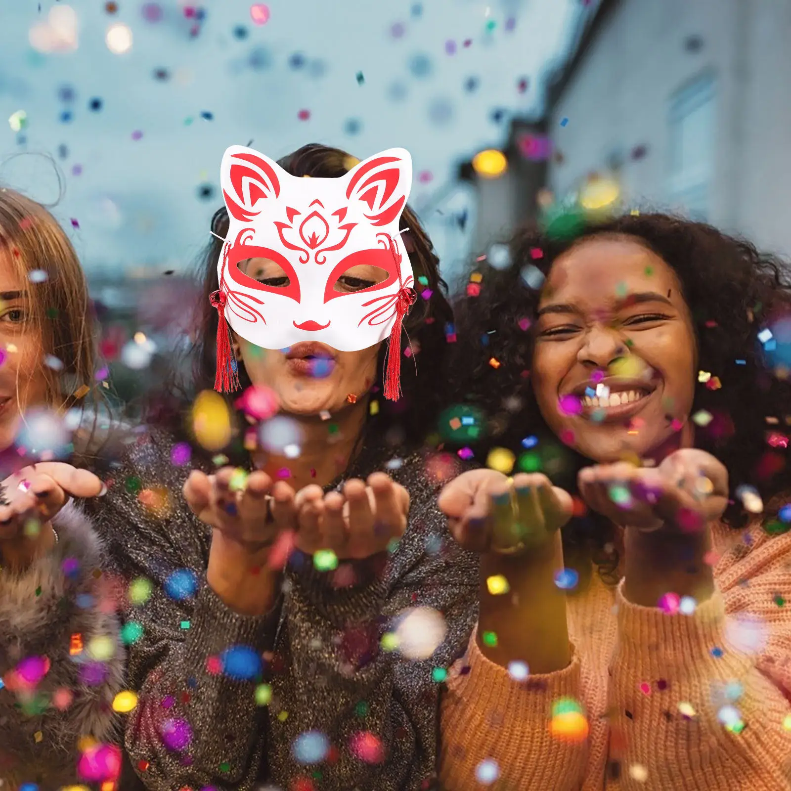 

2Pcs Foxes Mask Delicate Animal Half Mask Lightweight Non-Irritating Design for Most Face Shapes Festival Party Supply