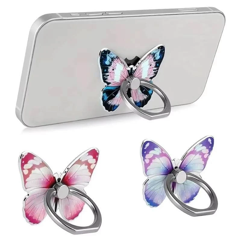 

1/2/3Pcs Universal Mobile Phone Luxurious Butterfly Finger Ring 360° Rotation Holder Folding Metal Stand Back Sticker Bracket