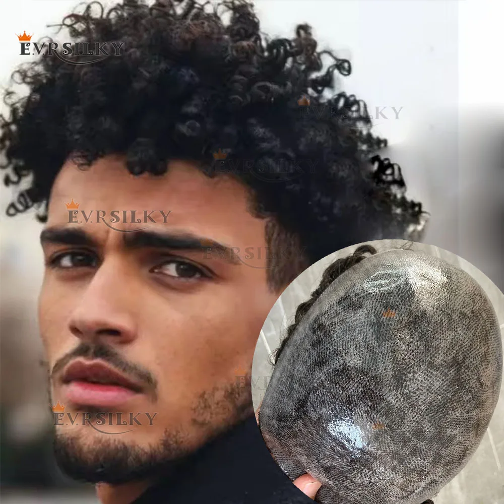 

10 мм кудрявый афро-мужской парик # 1б # 2. Коричневый, черный, 100% человеческие волосы, афроамериканский, супер прочный, полная кожа, капиллярный протез из искусственной кожи