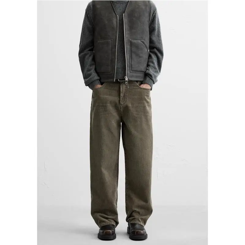 

Удобные американские винтажные хлопковые вельветовые свободные мужские брюки, осень-зима, Новое поступление, прямые длинные брюки