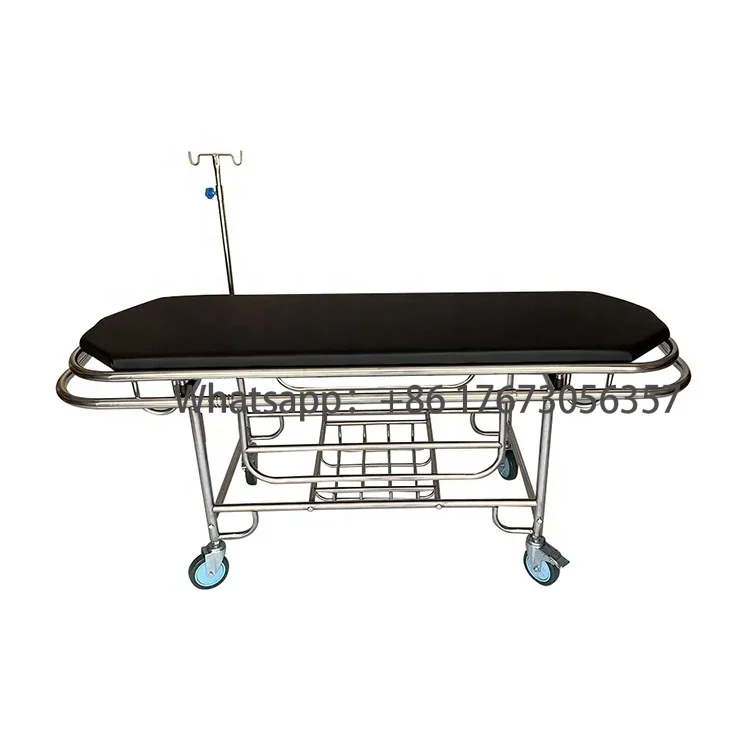 High Quality Stainless Steel Patient Transfer Trolley Ambulance Emergency Stretcher Cart With Mattress