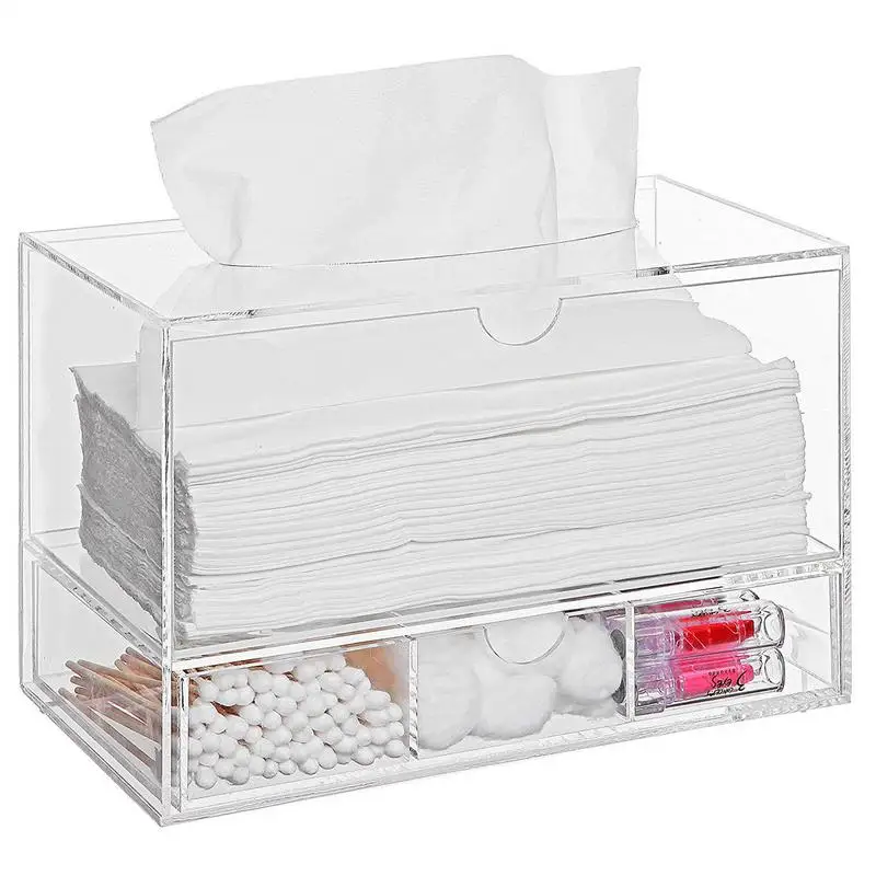 Acrylic Transparent Drawers Makeup Organizer Tissues Holder Dust-Proof Cosmetic Storage Box 4 Drawer Desk Organizer Storage