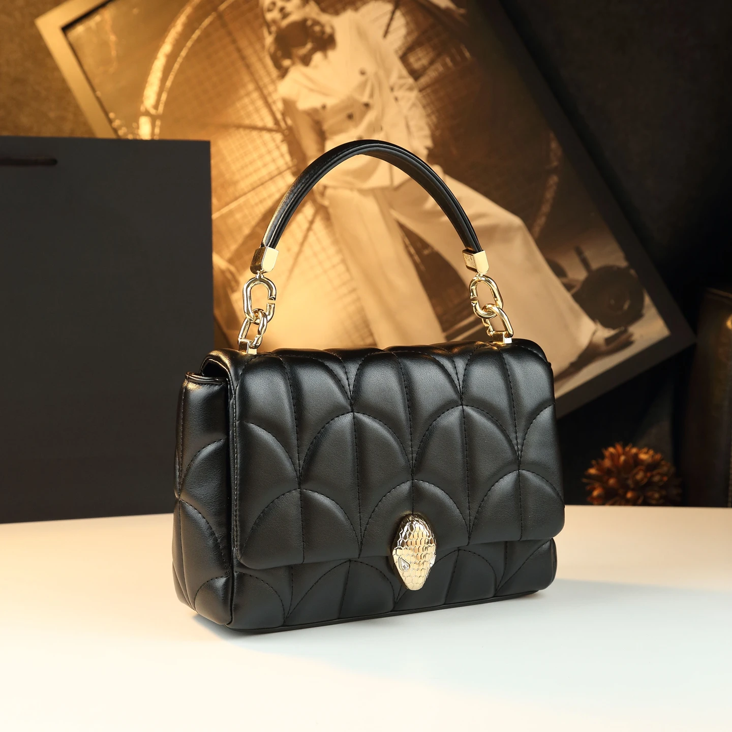 

Faionable Leather Lady's Handbag 2025 New Small Fraance Sle Handbag Simple Sli Single oulder Bag Diamond i...