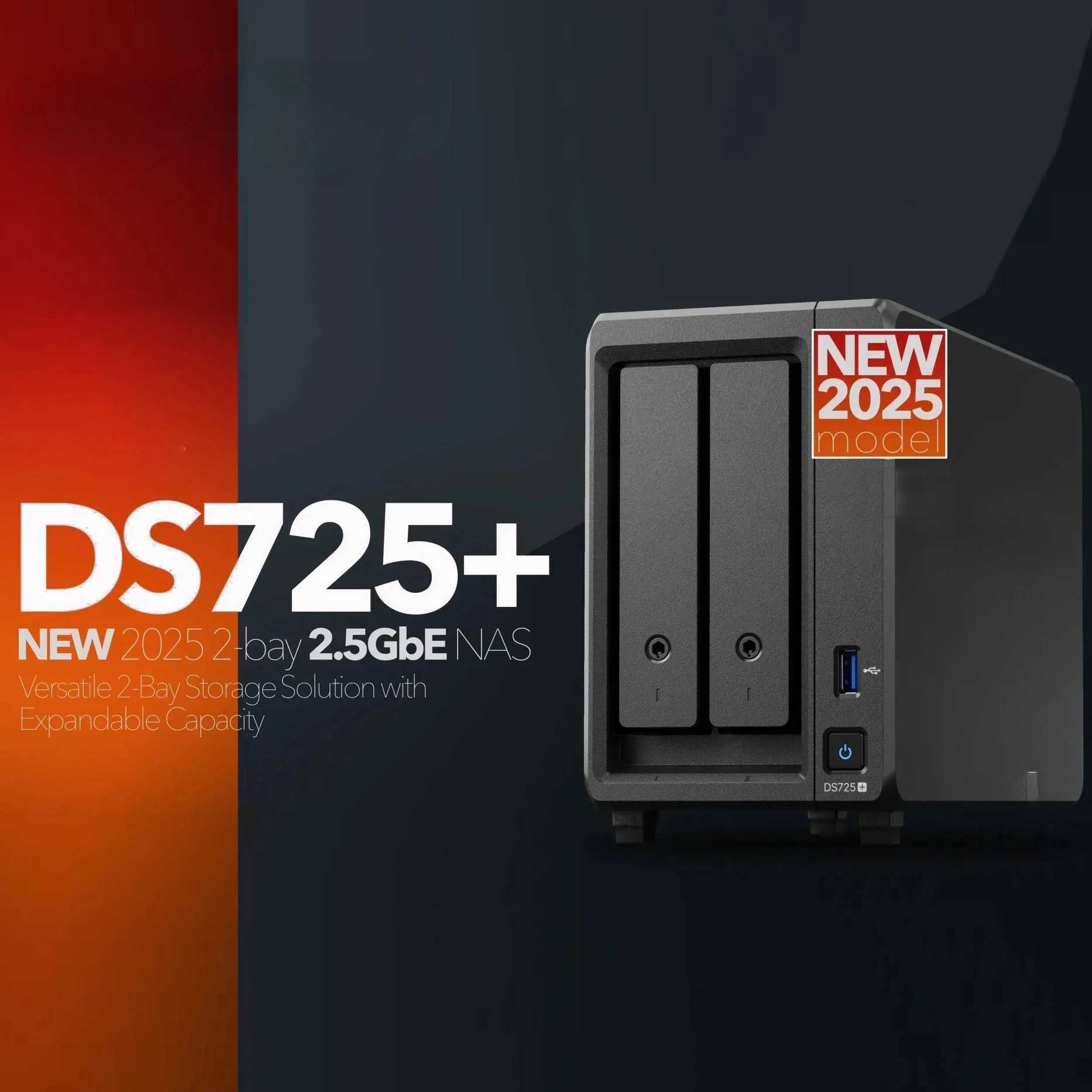 【HOT】DS725+ 2-Bay NAS DiskStation Network Cloud Storage Server 2.5GbE 4 GB DDR4 ECC SODIMM 2025 NEW