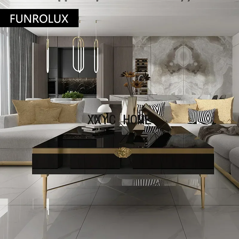 TAO Modern Morocco New Classical Postmodern Square Stainless Steel Coffee Table Tea Table for Living Room