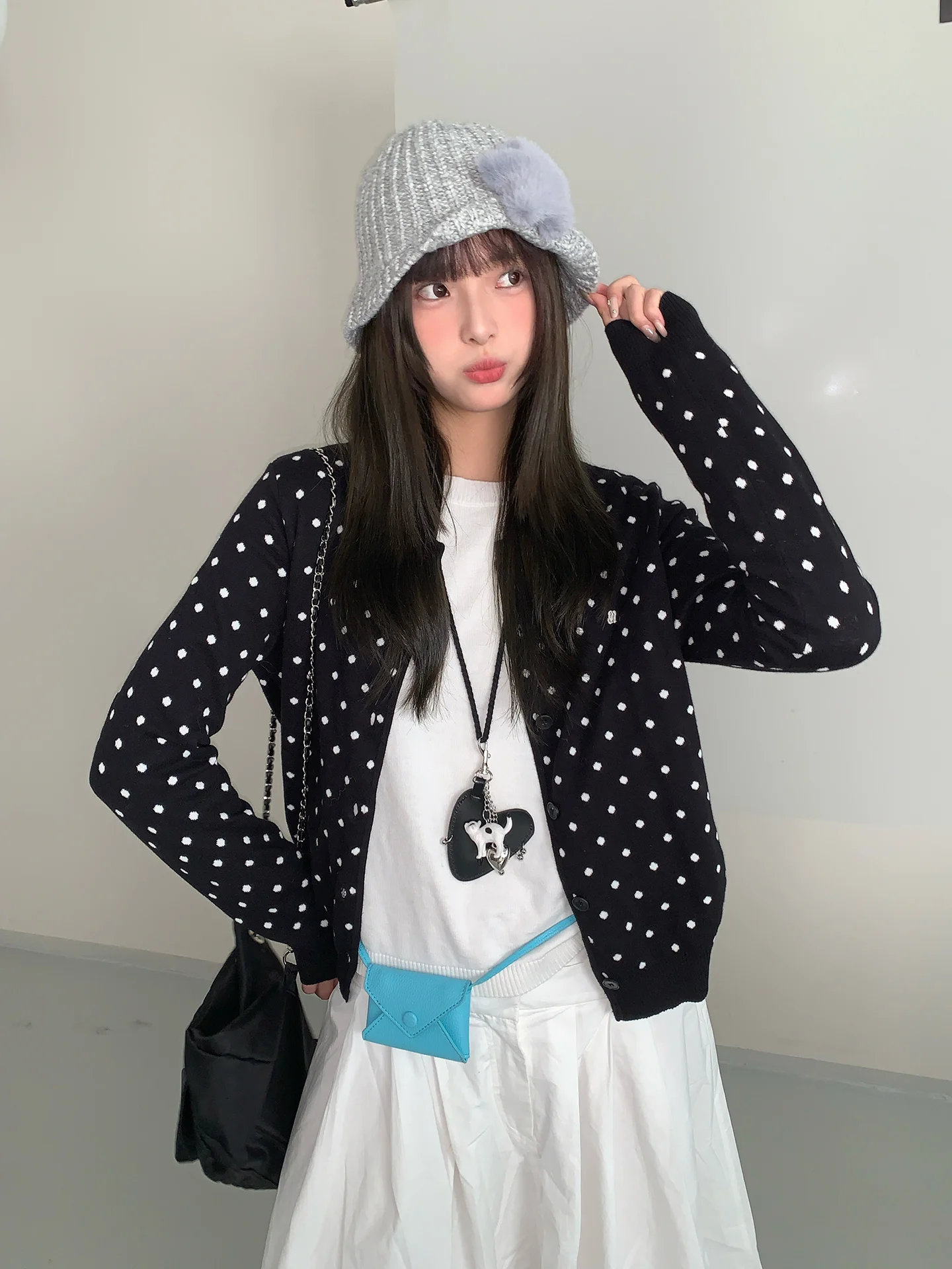 여성을위한 달콤한 니트 어부 모자 가을, 겨울 큰 머리 둘레 분지 모자 다목적 유행 모직 모자