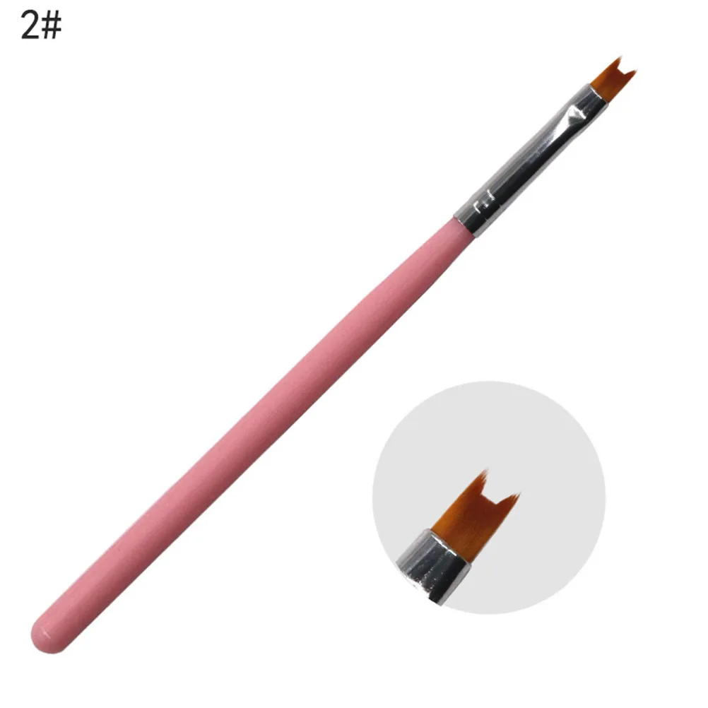 8개입 핑크 스템 네일 아트 펜 브러시 세트 전문가용 네일 페인팅 도구 매니큐어 DIY 디자인 경량 롱 핸들 키트