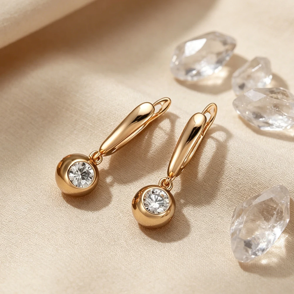 New Round Pearl Drop Earrings Natural Zirconia Ball Drop Earrings Exquisite And Luxurious Gift For Women Delicate Jewelry